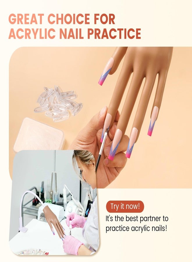 Wilfniee 100PCS Replacement Nail Tips for Practice Hand - Clear Refill Acrylic Fake Nail Tips for Silicone Nail Hand Practice - Image 4